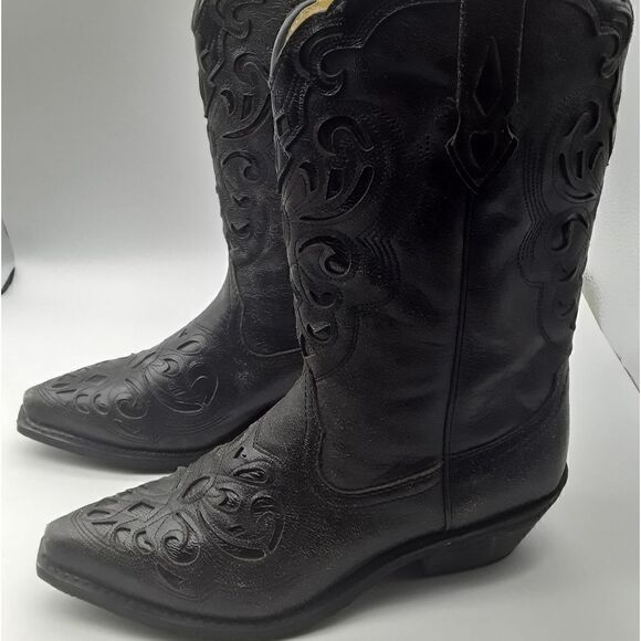 Rockin Country Women's Pointed Toe Leather Cowboy Boots Size 10M - Picture 1 of 11